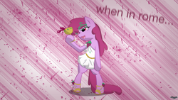 Size: 1920x1080 | Tagged: safe, artist:bamboodog, artist:utterlyludicrous, edit, character:berry punch, character:berryshine, bacchus, clothing, dionysus, goblet, greek, roman, shoes, toga, vector, wallpaper, wine