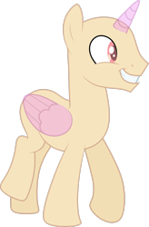 Size: 1983x3024 | Tagged: safe, artist:rerorir, oc, oc only, species:alicorn, species:pony, (male) base, alicorn oc, bald, base, grin, horn, raised hoof, simple background, smiling, solo, transparent background, wings