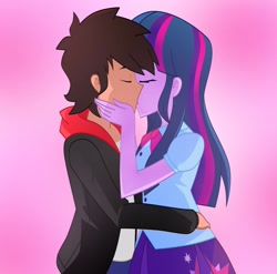 Size: 1024x1010 | Tagged: safe, artist:xan-gelx, character:twilight sparkle, oc, my little pony:equestria girls, canon x oc, eyes closed, kissing