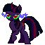 Size: 64x64 | Tagged: safe, artist:banditmax201, artist:tzolkine, character:twilight sparkle, colored horn, corrupted, corrupted twilight sparkle, crossover, curved horn, dark magic, dark twilight, dark twilight sparkle, darklight, darklight sparkle, horn, magic, pixel art, pixelated, pokémon, ponymon, possessed, simple background, sombra eyes, sombra horn, transparent background, vector