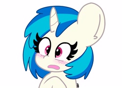 Size: 2048x1475 | Tagged: safe, artist:kittyrosie, character:dj pon-3, character:vinyl scratch, species:pony, species:unicorn, blushing, bust, cute, female, mare, missing accessory, open mouth, simple background, solo, vinylbetes, white background