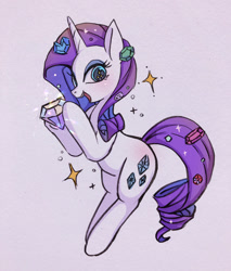 Size: 1108x1302 | Tagged: safe, artist:hosikawa, character:rarity, species:pony, species:unicorn, cute, diamond, eye sparkles, female, gem, hoof hold, jewel, mare, open mouth, raribetes, simple background, smiling, solo, white background, wingding eyes