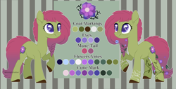 Size: 6432x3280 | Tagged: safe, artist:midnightamber, base used, oc, oc:red ivory, species:earth pony, species:pony, flower, flower in hair, flower in tail, markings, original species, plant, plant pony, reference sheet, simple background, solo, vine