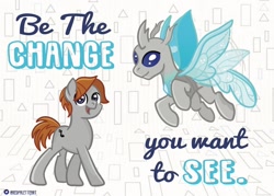 Size: 1280x915 | Tagged: safe, artist:redpalette, oc, oc:sawtooth waves, species:changeling, species:earth pony, species:pony, changeling oc, duality, earth pony oc, fanart, flying, male, ponidox, quote, self ponidox, smiling, stallion, youtuber