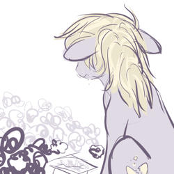 Size: 600x600 | Tagged: dead source, safe, artist:clovercoin, character:derpy hooves, species:earth pony, species:pony, g4, crying, female, floppy ears, mare, sad, sitting, solo
