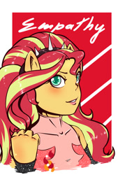 Size: 1000x1400 | Tagged: safe, artist:albertbm, character:sunset shimmer, g4, my little pony: equestria girls, my little pony:equestria girls, bust, female, ponied up, solo, super ponied up