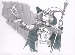 Size: 1000x742 | Tagged: safe, artist:adeptus-monitus, character:trixie, species:human, clothing, female, hat, humanized, magic, officer, solo, traditional art, uniform, wizard, wizard hat