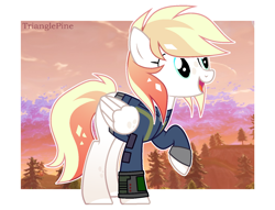 Size: 1600x1220 | Tagged: oc needed, safe, artist:rerorir, oc, oc only, species:pegasus, species:pony, fallout equestria, clothing, female, mare, pipbuck, solo, vault suit
