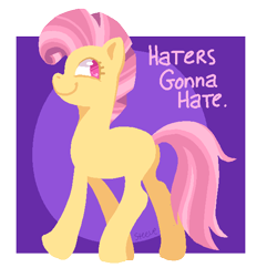 Size: 590x571 | Tagged: safe, artist:steeve, character:candy mane, species:earth pony, species:pony, g4, abstract background, adobe imageready, female, haters gonna hate, mare, meme, simple background, smiling, solo, transparent background