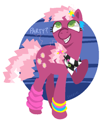 Size: 505x603 | Tagged: safe, artist:steeve, character:cheerilee, species:earth pony, species:pony, g4, 80s, 80s cheerilee, abstract background, adobe imageready, braces, female, mare, raised hoof, simple background, solo, transparent background