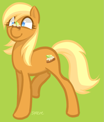 Size: 753x878 | Tagged: safe, artist:steeve, character:apple cobbler, species:earth pony, species:pony, apple family member, female, green background, mare, simple background, solo