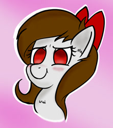 Size: 680x768 | Tagged: safe, artist:rsa.fim, oc, oc:whisper hope, species:pony, g4, female, mane bow, mare, simple background, smiley face, solo