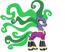 Size: 4744x3814 | Tagged: safe, artist:kayman13, character:mane-iac, species:earth pony, species:pony, g4, absurd resolution, antagonist, boots, clothing, female, frown, gloves, looking forward, mare, power suit, shirt, shoes, simple background, solo, tentacles, transparent background, unsure, vector