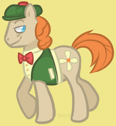 Size: 770x838 | Tagged: safe, artist:steeve, species:earth pony, species:pony, g4, cropped, male, mr breezy, simple background, solo, stallion, yellow background