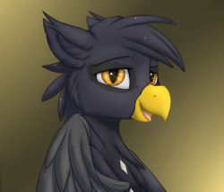 Size: 3500x3000 | Tagged: safe, artist:snowstormbat, oc, species:griffon, g4, bust, feather, gradient background, griffon oc, looking at you, male, portrait, smiling, solo, wings