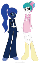 Size: 636x1006 | Tagged: safe, artist:robynne, character:princess celestia, character:princess luna, my little pony:equestria girls, humanized