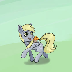 Size: 1600x1600 | Tagged: safe, artist:albertbm, character:derpy hooves, species:pegasus, species:pony, g4, food, muffin, open mouth