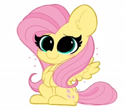 Size: 2048x1792 | Tagged: safe, artist:kittyrosie, character:fluttershy, species:pegasus, species:pony, g4, blushing, cute, ear fluff, female, heart, mare, shyabetes, simple background, sitting, solo, white background