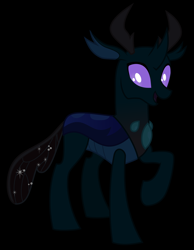 Size: 2800x3600 | Tagged: safe, alternate version, artist:byteslice, character:pharynx, character:prince pharynx, species:changeling, species:reformed changeling, g4, .svg available, black background, happy, male, raised hoof, simple background, smiling, solo, svg, vector
