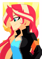 Size: 2322x3264 | Tagged: safe, artist:xan-gelx, character:sunset shimmer, species:human, g4, my little pony:equestria girls, breasts, cleavage, female, high res, human coloration, humanized, profile, solo