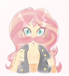 Size: 1862x2048 | Tagged: safe, artist:albertbm, character:sunset shimmer, species:eqg human, equestria girls:rollercoaster of friendship, g4, my little pony: equestria girls, my little pony:equestria girls, colored pupils, cute, fake moustache, female, looking at you, open mouth, scene interpretation, shimmerbetes, simple background, sketch, solo, white background
