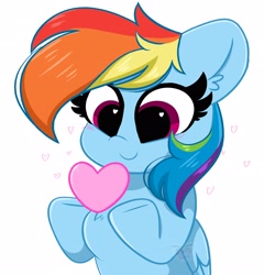 Size: 2500x2600 | Tagged: safe, artist:kittyrosie, character:rainbow dash, species:pegasus, species:pony, g4, cute, dashabetes, ear fluff, female, heart, heart eyes, high res, mare, simple background, smiling, solo, white background, wingding eyes