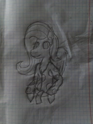 Size: 2448x3264 | Tagged: safe, artist:terminalhash, character:fluttershy, species:anthro, species:pegasus, species:pony, g4, clothing, graph paper, semi-anthro, sketch, solo, traditional art