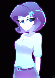 Size: 2292x3264 | Tagged: safe, artist:xan-gelx, character:rarity, species:eqg human, g4, my little pony:equestria girls, alternate hairstyle, black background, female, hair, looking at you, short hair, simple background, solo