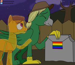 Size: 5340x4631 | Tagged: safe, artist:eagc7, oc, species:griffon, fallout equestria, g4, commission, crying, gay, gay pride flag, ghost, griffon oc, male, mourning, pride, pride flag, sad, tombstones, undead