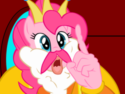 Size: 800x600 | Tagged: safe, artist:sierraex, character:pinkie pie, :o, beard, blursed, cd-i, facial hair, female, king harkinian, link: the faces of evil, mah boi, moustache, open mouth, solo, the legend of zelda, wat