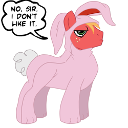 Size: 945x945 | Tagged: safe, artist:leth, artist:megasweet, artist:rustydooks, character:big mcintosh, species:earth pony, species:pony, bunny costume, bunny pajamas, clothing, macabetes, male, mr. horse, pink nightmare, ren and stimpy, solo, stallion