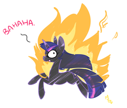 Size: 676x572 | Tagged: safe, artist:meekcheep, character:twilight sparkle, dialogue, female, fire, immolation, open mouth, simple background, solo, white background