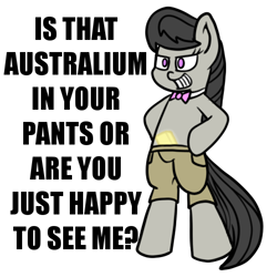 Size: 500x500 | Tagged: safe, artist:scramjet747, character:octavia melody, species:earth pony, species:pony, bipedal, clothing, dialogue, female, shorts, solo, team fortress 2, text