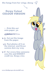 Size: 2388x3500 | Tagged: safe, artist:redapropos, character:derpy hooves, female, paper child, papercraft, solo, text