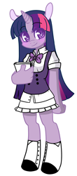 Size: 754x1717 | Tagged: safe, artist:lolopan, character:twilight sparkle, species:anthro, species:unguligrade anthro, clothing, female, school uniform, simple background, skirt, solo, white background