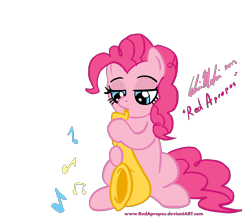 Size: 1823x1590 | Tagged: safe, artist:redapropos, character:pinkie pie, female, musical instrument, saxophone, solo