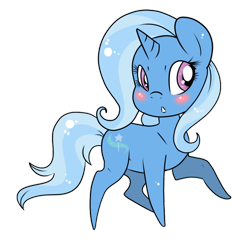 Size: 800x800 | Tagged: safe, artist:rannarbananar, character:trixie, blushing, chibi, simple background, transparent background