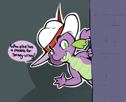 Size: 811x655 | Tagged: safe, artist:mangneto, character:spike, episode:secret of my excess, g4, my little pony: friendship is magic, clothing, dialogue, hat, male, solo, speech bubble