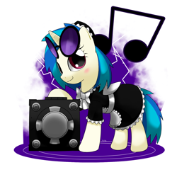 Size: 1120x1120 | Tagged: safe, artist:hoyeechun, character:dj pon-3, character:vinyl scratch, clothing, female, maid, solo, stereo