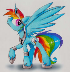 Size: 977x1000 | Tagged: safe, artist:kairaanix, character:rainbow dash, species:alicorn, species:pony, alicornified, female, race swap, rainbowcorn, solo