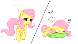 Size: 986x559 | Tagged: safe, artist:nasse, character:fluttershy, cushion, cute, pillow, sleeping, sleepy, tired, zzz