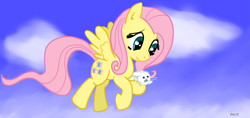 Size: 1507x711 | Tagged: safe, artist:nasse, character:angel bunny, character:fluttershy, flying