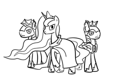 Size: 1280x766 | Tagged: safe, artist:nasse, character:princess luna, echo (bat pony), echo and nocturn, lineart, monochrome, night guard, nocturn