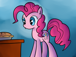 Size: 900x673 | Tagged: safe, artist:nasse, character:pinkie pie, :o, eyes on the prize, female, pie, solo