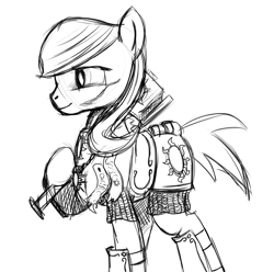 Size: 965x958 | Tagged: safe, artist:nasse, oc, armor, dungeons and dragons, fantasy class, grayscale, hammer, knight, monochrome, paladin, ponified, warrior
