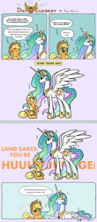 Size: 3162x7185 | Tagged: safe, artist:redapropos, character:applejack, character:princess celestia, species:alicorn, species:earth pony, species:pony, accent, comic, countryisms, crown, dialogue, duo, element of honesty, ethereal mane, female, filly, filly applejack, flashback, hoof shoes, jewelry, kids say the darndest things, mare, origin story, peytral, regalia, simple background, speech bubble, y'all, younger