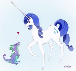 Size: 636x591 | Tagged: safe, artist:opalacorn, character:rarity, character:spike, species:pony, species:unicorn, ship:sparity, female, heart, male, shipping, straight
