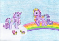 Size: 1024x714 | Tagged: safe, artist:normaleeinsane, character:daisy dreams, character:rainbow flash, traditional art