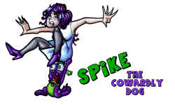 Size: 1516x909 | Tagged: safe, artist:darkone10, character:rarity, character:spike, species:dog, my little pony:equestria girls, courage the cowardly dog, crossover, humanized, scared, spike the dog, traditional art