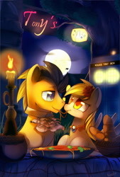 Size: 735x1087 | Tagged: dead source, safe, artist:si1vr, character:derpy hooves, character:doctor whooves, character:time turner, species:pegasus, species:pony, ship:doctorderpy, eating, female, food, lady and the tramp, male, mare, parody, shipping, spaghetti, spaghetti scene, straight, table, tardis
